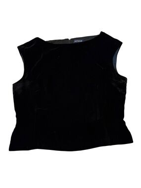 Ann Taylor Black Velvet Sleeveless Boatneck Holiday Party Top Size 14 Romantic
